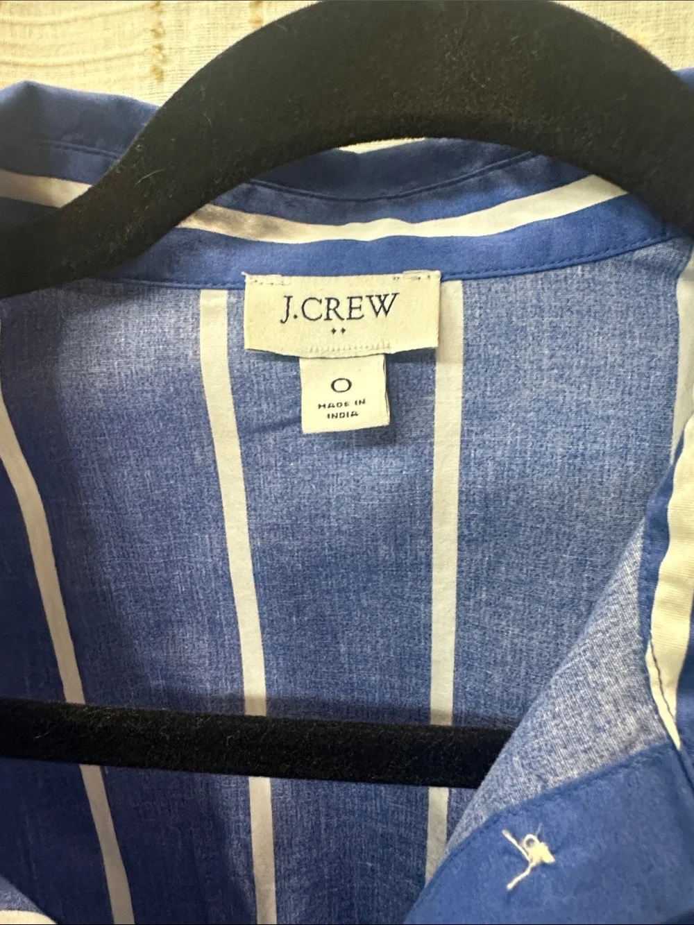 J. Crew Blue and White Striped Collared Short Sleeve Dress with pockets
